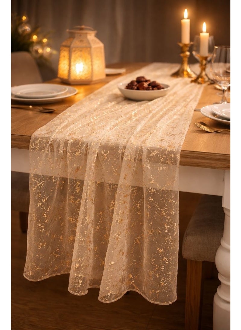 Sheer Gold Foil Table Runner Elegant Party & Dining Table Decor - Image 1